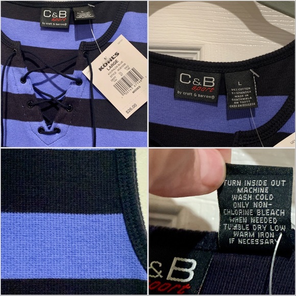 C & B Sport Sleeveless Casual Ribbed Knit Stripe Shift Dress Blue Size Large NWT - Picture 4 of 10